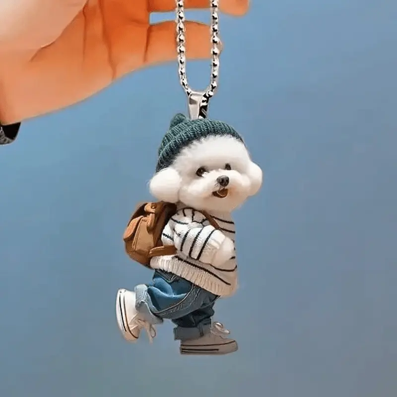 平面挂饰可爱钥匙扣送闺蜜款吊坠新款创意小狗背包挂件车载亚克力