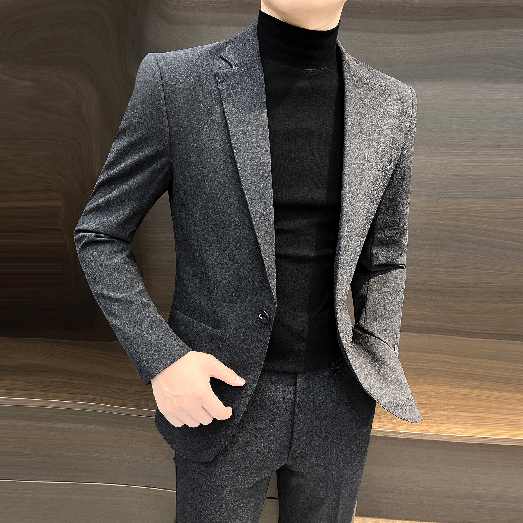 男士西服爆款2025新款英伦雅痞风格男装高级感修身休闲西装外套男