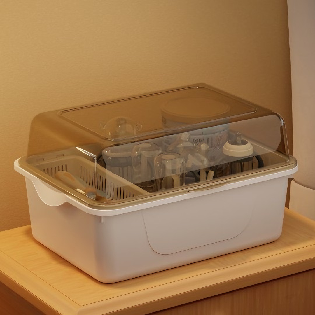 新生儿辅食餐具收纳盒奶瓶收纳箱防尘带盖婴儿用品沥水架宝宝餐具