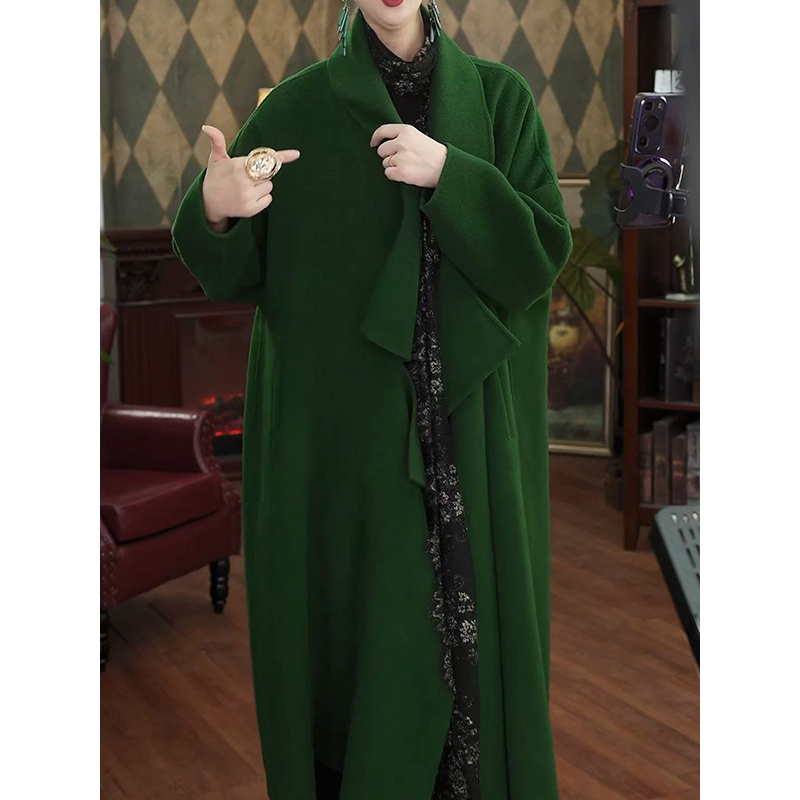 复古民族风保暖长袖毛呢外套女2025秋冬新款洋气宽松长款加厚大衣