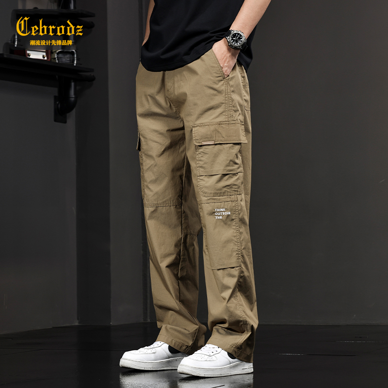 法国Cebrodz2025新款美式复古宽松直筒休闲裤男士高端卡其工装裤