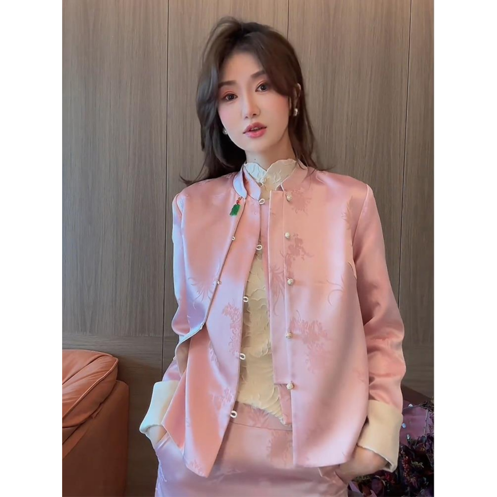 新中式女装国风唐装高端小香风高级感粉色上衣外套女早春2026新款