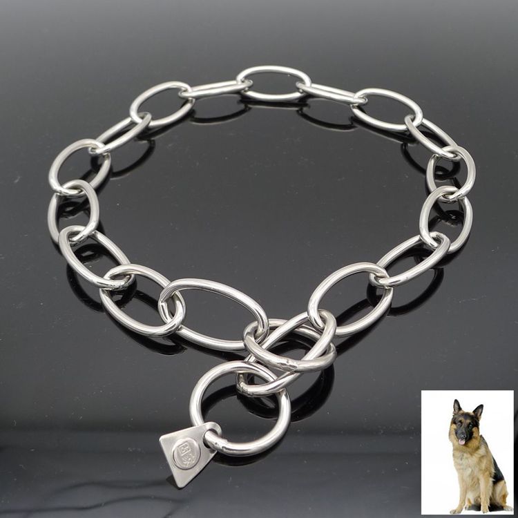 不锈钢狗链O型链罗威纳杜宾金毛中大型犬训犬控制脖链项圈P链马犬