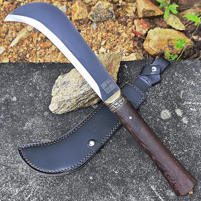 龙泉老式砍柴刀手工折叠锻打高锰钢开山开路材刀弯刀砍树刀伐木刀