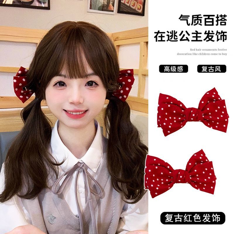 【梦蜜】月刊少女野崎君同款红色波点蝴蝶结发卡发夹日系jk头饰发饰