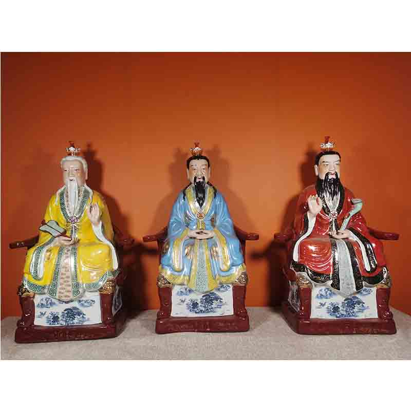 陶瓷雕塑手工坐姿三清老祖元始天尊道德天尊灵宝天尊家用庙宇摆件