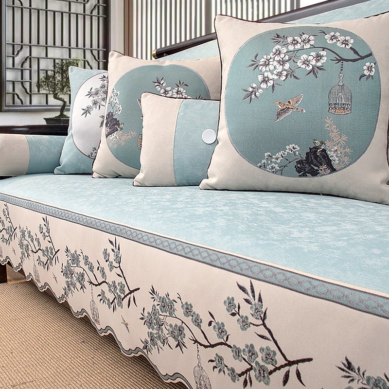 新中式沙发坐垫套全包沙发垫实木沙发巾高端防滑沙发套罩定制坐垫