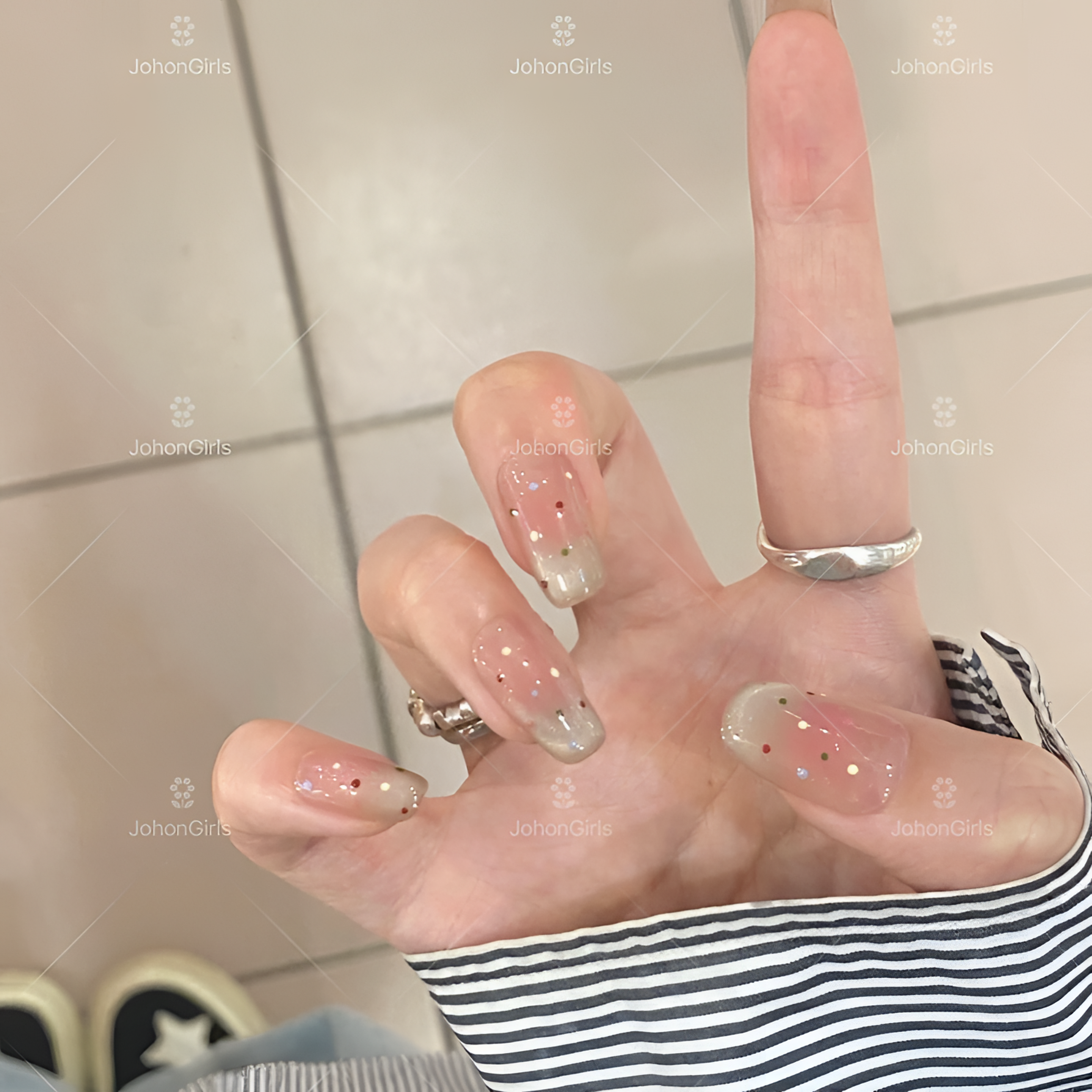 JohonGirls'/琴岛小嫚【暮秋枫情】夏日百搭显白波点猫眼手工穿戴甲