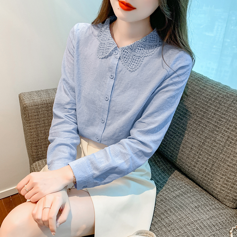 春秋季2025新款纯棉衬衫女洋气全棉提花女士衬衣长袖时尚减龄上衣