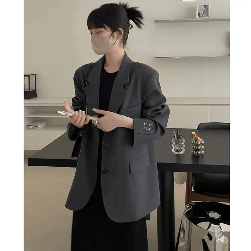 西装外套女高级感2025春秋新款韩版宽松刺绣休闲气质复古西服上衣