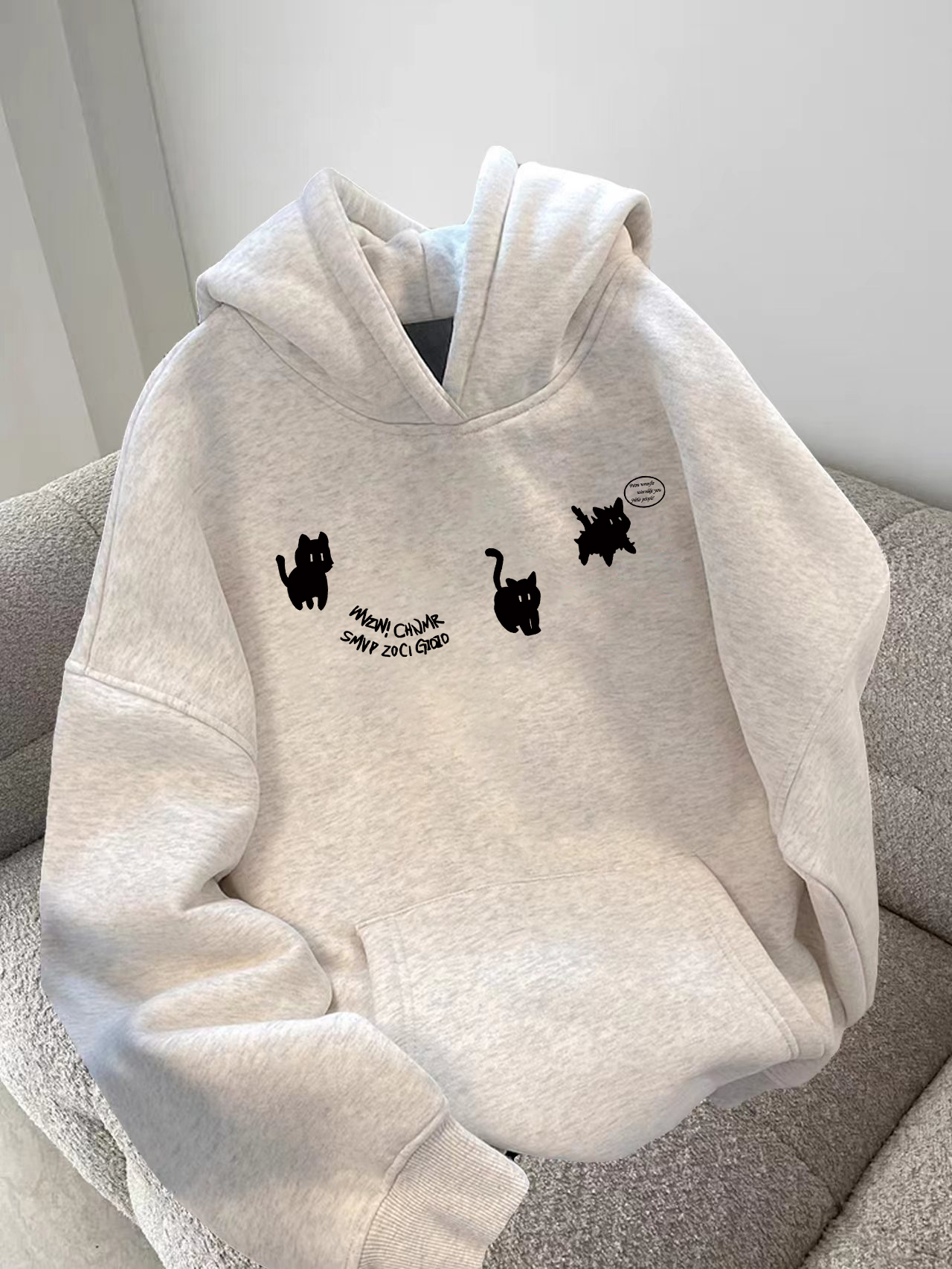 纯棉美式春秋冬连帽卫衣2025新款爆款连帽男女上衣慵懒风外套W430