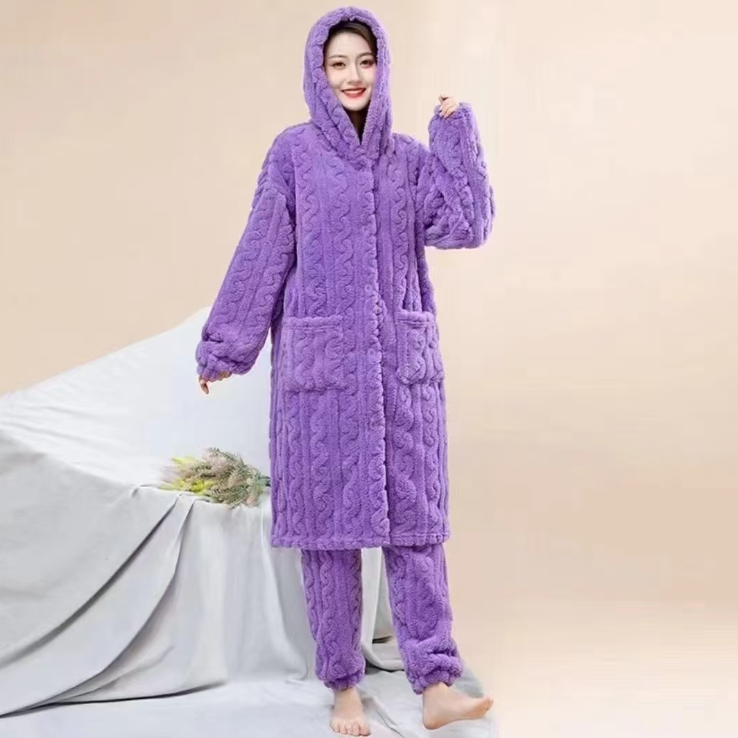 长袍加裤子一套可爱甜美居家家居服套装外穿