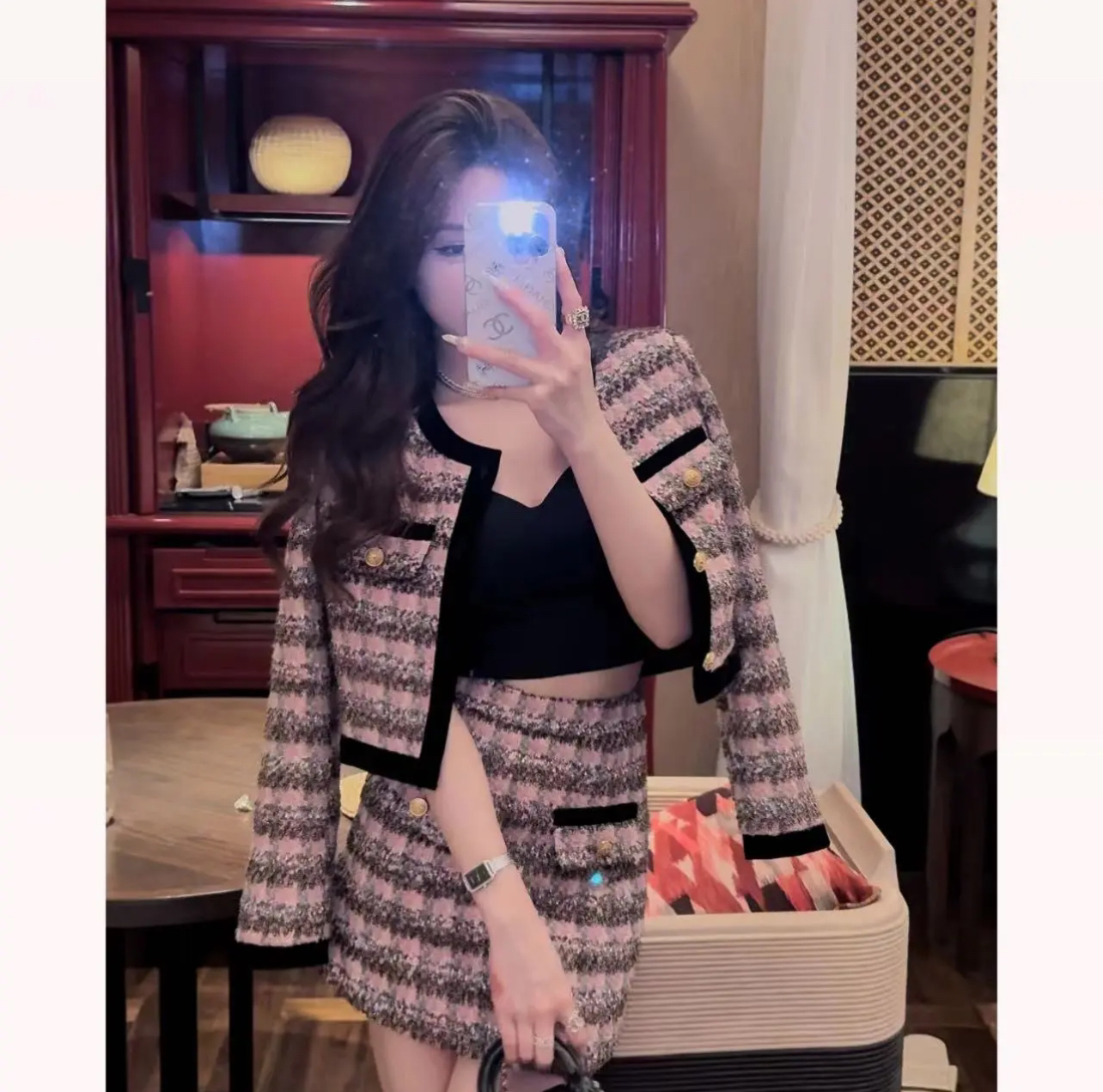 【JIAYI】法式蝴蝶结小香甜美气质两件套套装