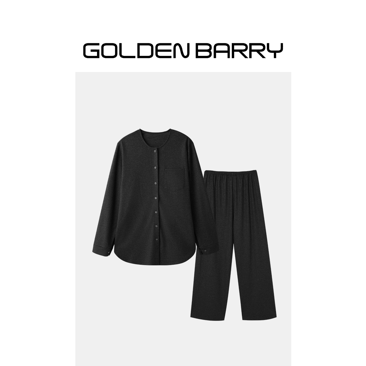 GOLDENBARRY春秋休闲纯色长袖绒面衬衫/阔腿裤套装212586/512026