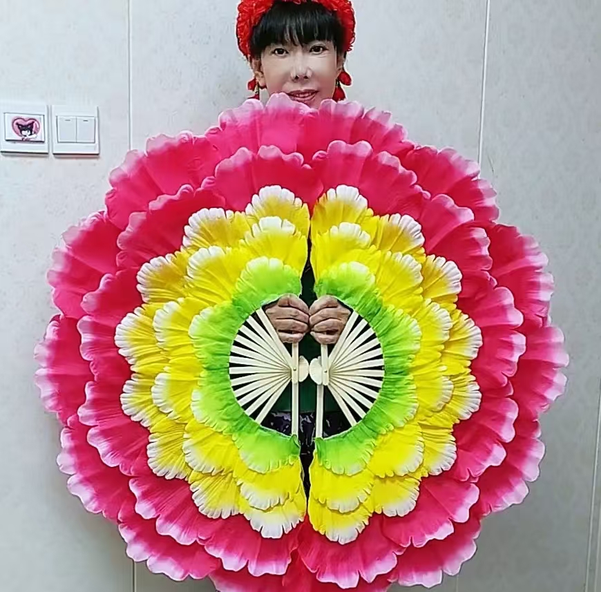 包邮爆款牡丹花扇大花瓣扇子新款舞蹈扇新型舞蹈扇舞蹈团体操道具