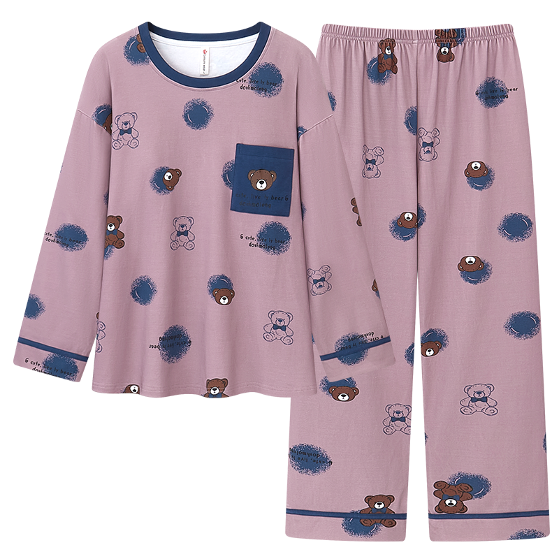 胖mm睡衣女春秋冬季纯棉长袖纯棉加肥特大码200斤套装220斤5XL6XL