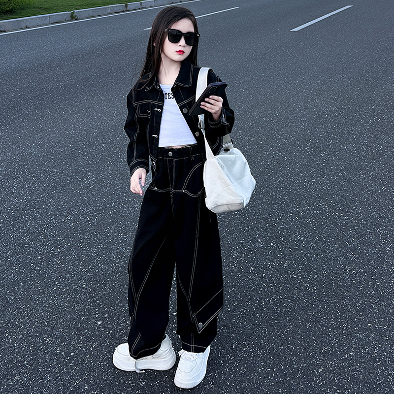 女童春秋运动休闲套装2024秋季新款女孩外套长裤子洋气时髦两件套