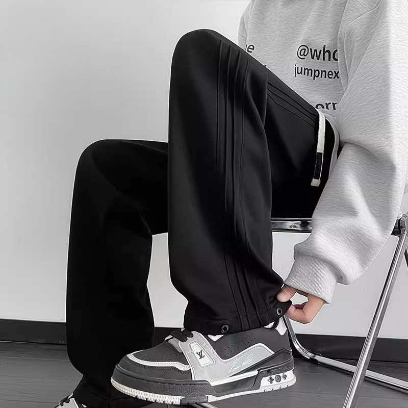 真维斯运动裤男黑色宽松休闲裤男生秋季长裤男士新款直筒初秋款裤