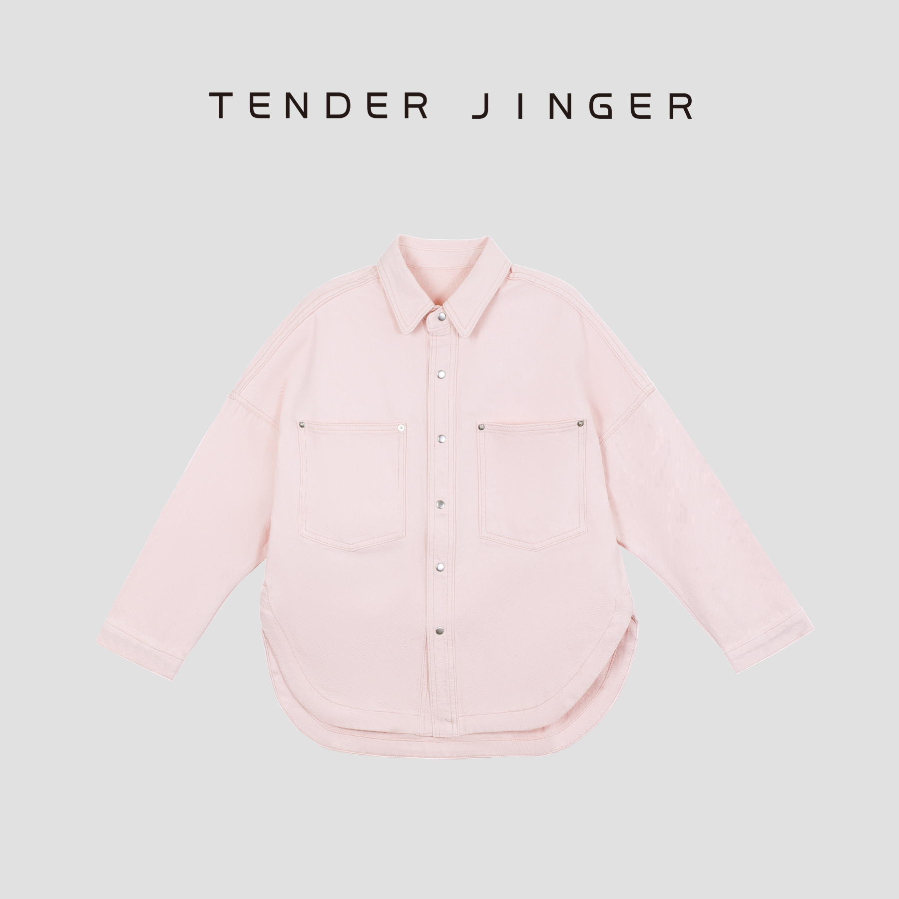Tender Jinger【专柜】女休闲翻领宽松百搭牛仔外套T2402RM971R