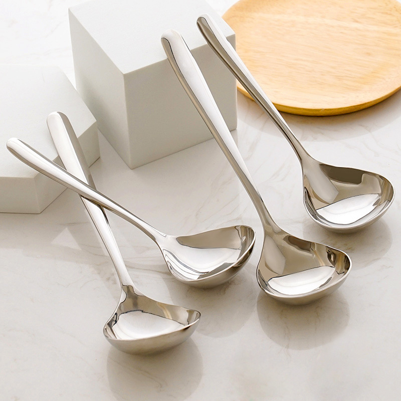 【到手4支】不锈钢大头勺家用喝汤吃饭圆头长柄加大勺子大汤勺加深