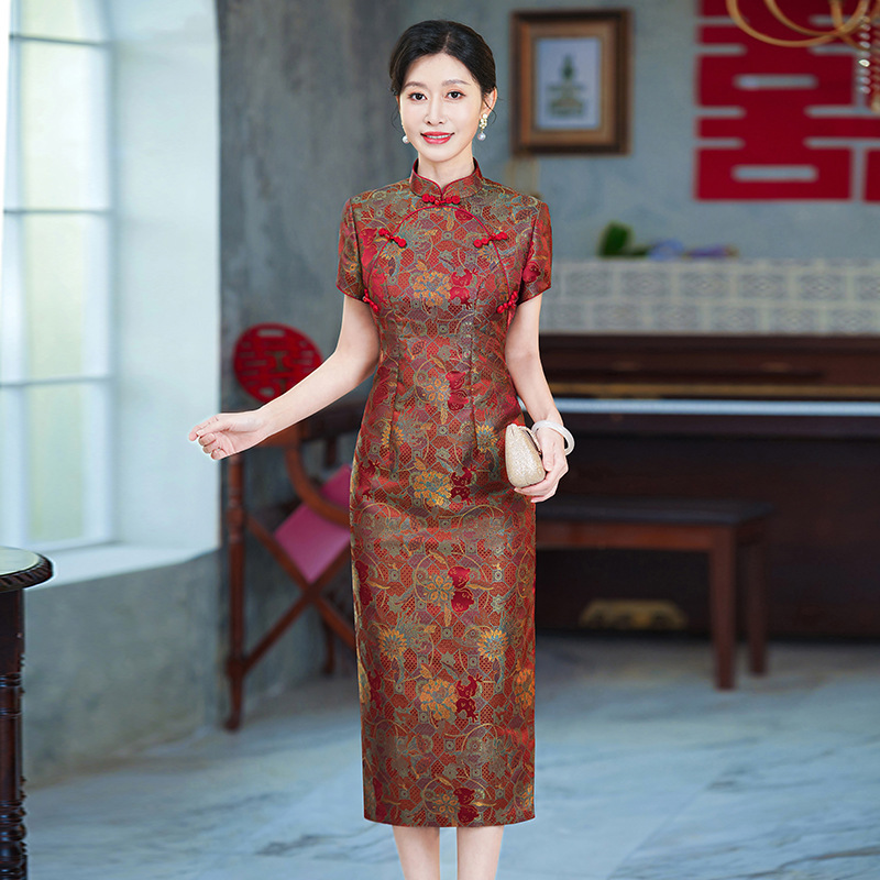 喜婆婆婚宴礼服2025红色中式高端妈妈旗袍年轻时尚气质复古N