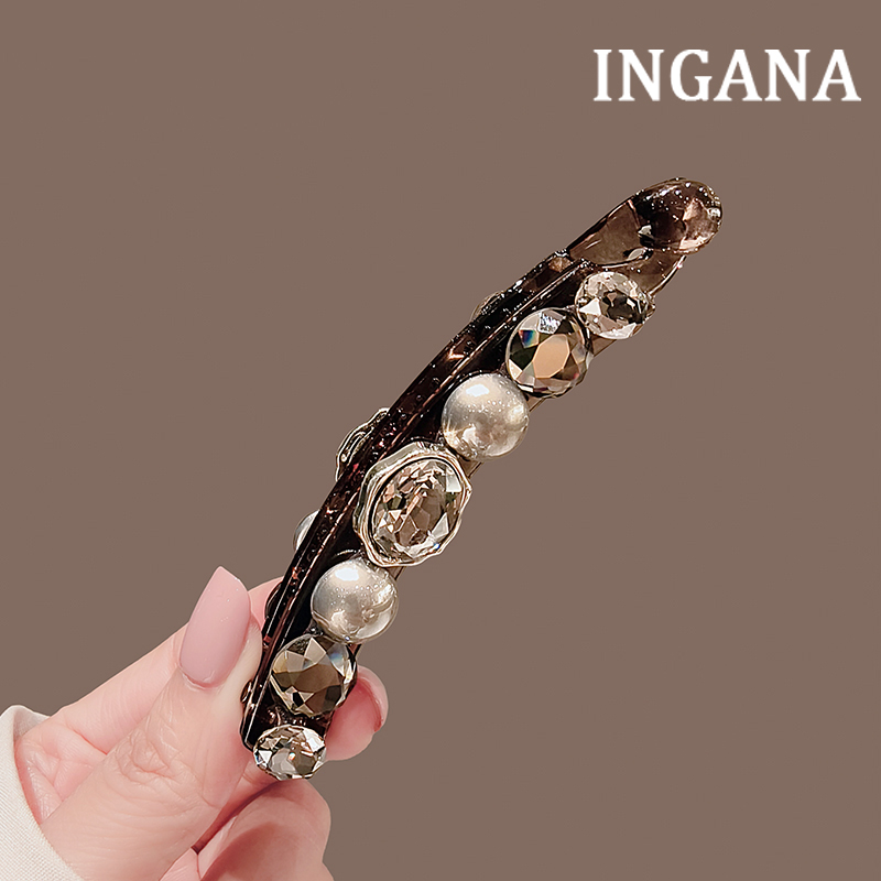 气质水晶竖夹香蕉夹韩国新款发饰高级感水钻马尾夹发夹优雅发卡女