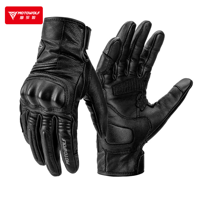 摩多狼摩托车羊皮手套四季防风防护防摔耐磨机车真皮复古手套