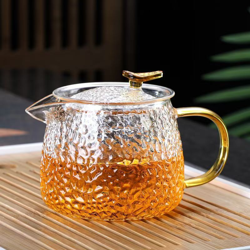 锤纹耐高温玻璃泡茶壶家用过滤泡茶器个人专用茶壶茶具养生花茶壶