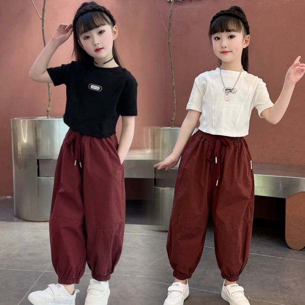 女童夏季套装2024新款洋气休闲灯笼裤单件女孩网红中大童儿童夏装