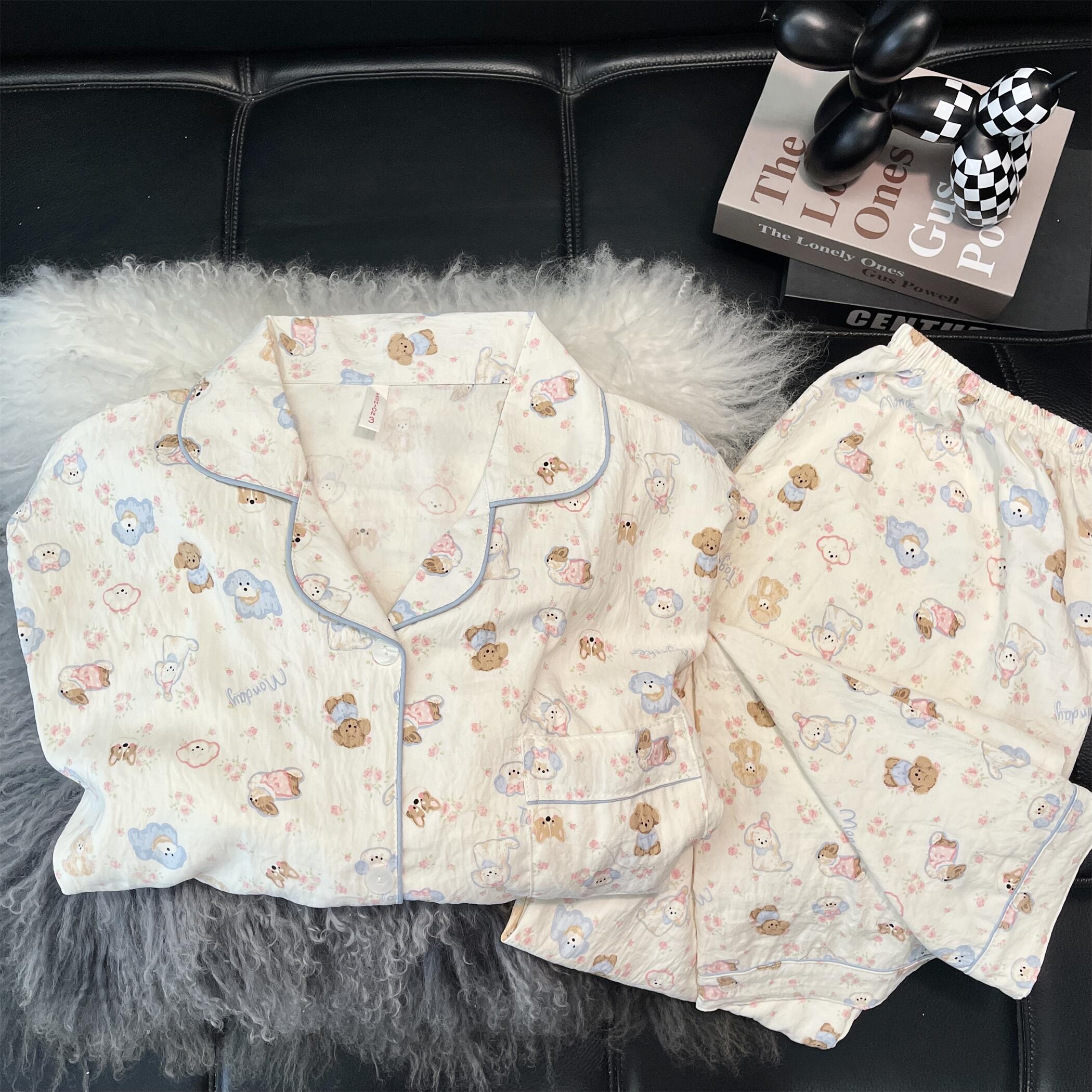 【云朵细纱绵】春秋长袖长裤可爱韩版睡衣女卡通少女家居服套装