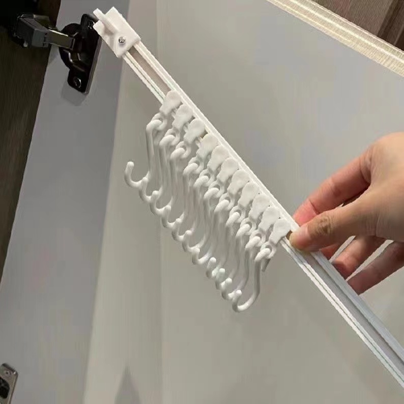 橱柜连排挂钩厨房排钩可滑动S钩多功能钩子浴室免打孔长排贴钩