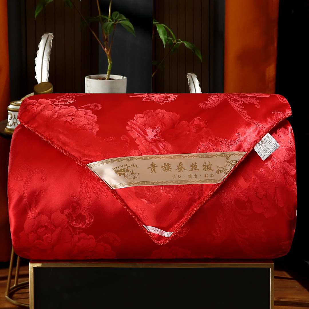 高端婚庆100%桑蚕丝子母被结婚大红色婚被喜被秋冬被加厚