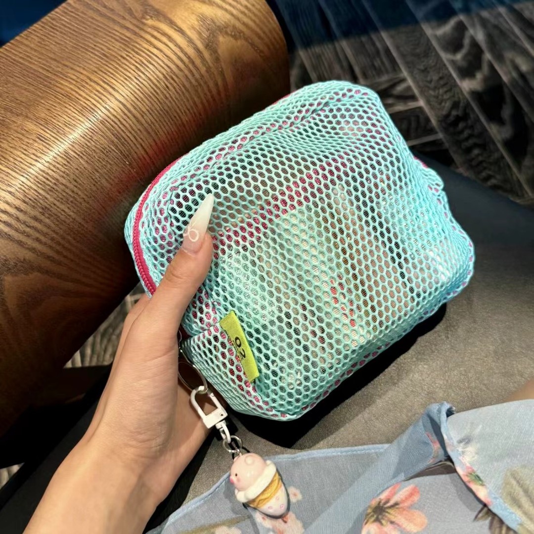 晒豆家用色网纱豆腐包超轻网格杂物收纳小包多用途便携彩网格兜袋