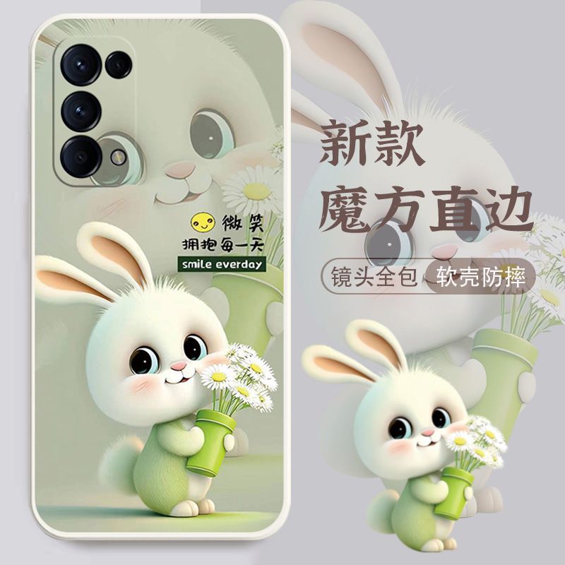 适用于OPPOReno5pro手机壳PDSM00女可爱兔子网红新款全包边防摔高