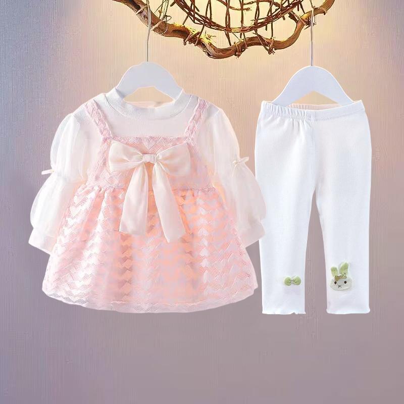 女童洋气套装0-1岁2春秋小孩宝宝连衣裙两件套韩版柔软婴儿公主裙