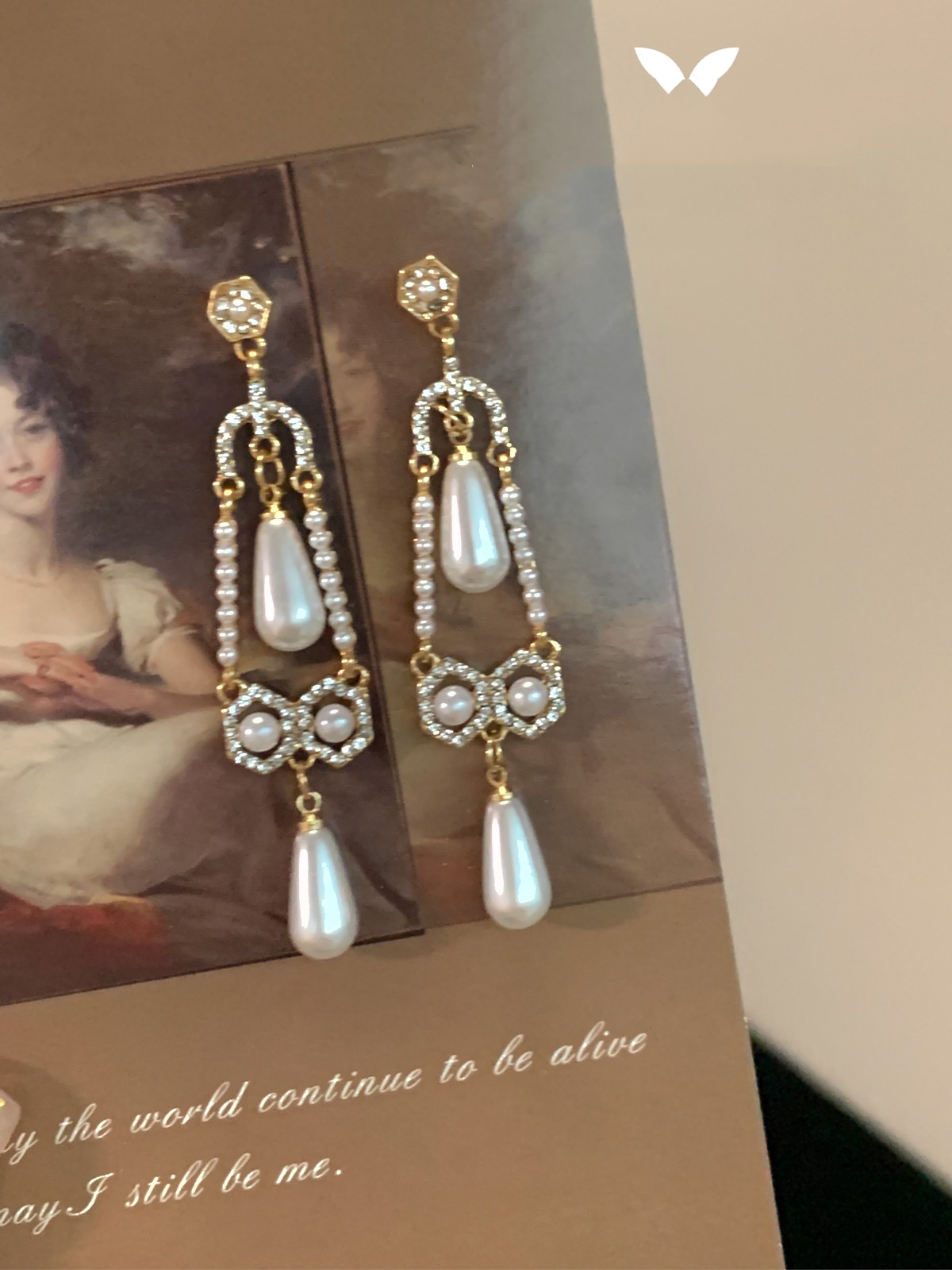 铜合金仿珍珠耳饰 法式宫廷风优雅珠珠耳环复古长款高级轻奢耳钉