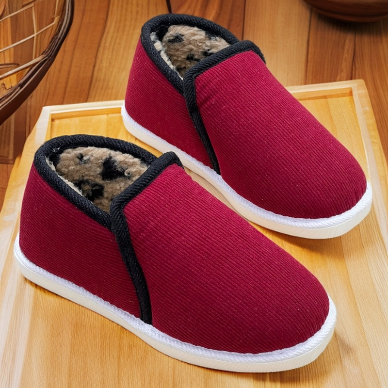 舞【锦绣】何航鞋冬季软底软面毛毛鞋室内外防滑妈妈一脚蹬布鞋