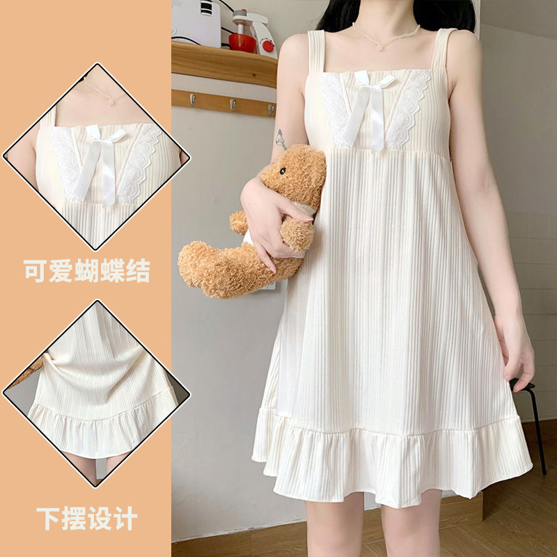 带胸垫性感吊带睡裙女款网红爆款2024新款夏季无袖甜美睡衣家居服