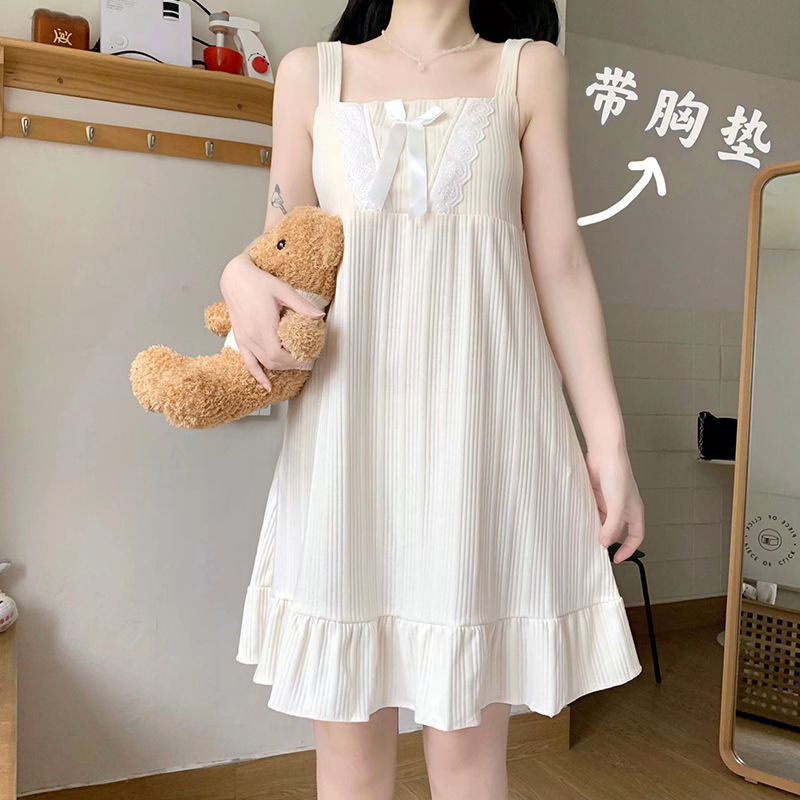 【福利】带胸垫吊睡衣女少女甜美可爱中款睡裙女士爆款2023新款外穿