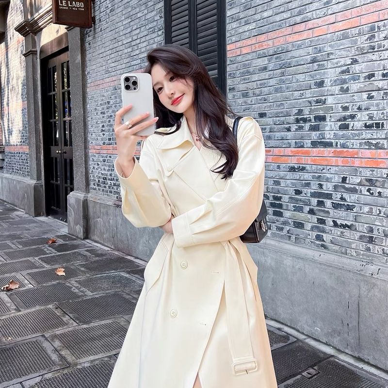 yuan&yuan特大码女装胖mm收腰英伦风卡其色中长款风衣外套