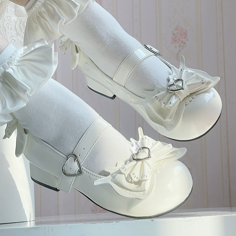 芙蝶少女心萌少女Lolita原创甜美可爱乖巧蝴蝶结圆头Lolita鞋单鞋