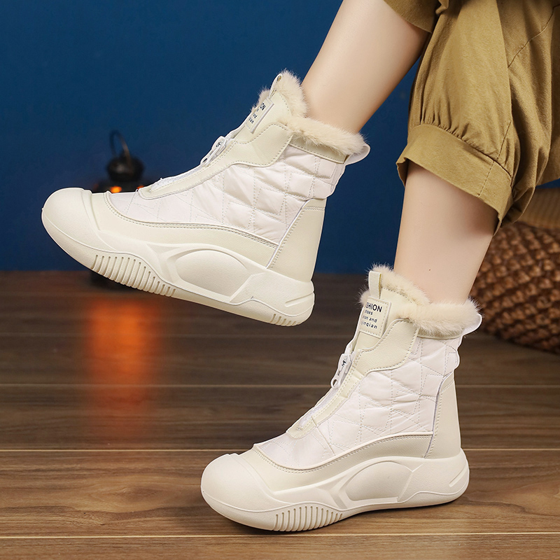 品牌正品反季特价加绒雪地靴短靴女新款厚底防滑增高秋冬季大棉鞋