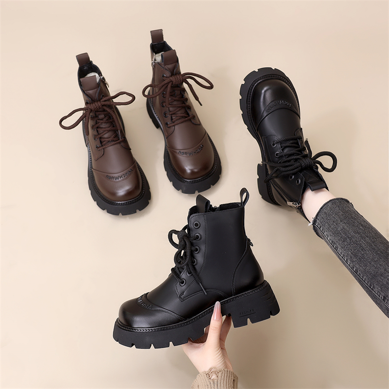 厚底马丁靴女2025秋冬新款网红洋气增高加绒加厚东北保暖防水棉靴