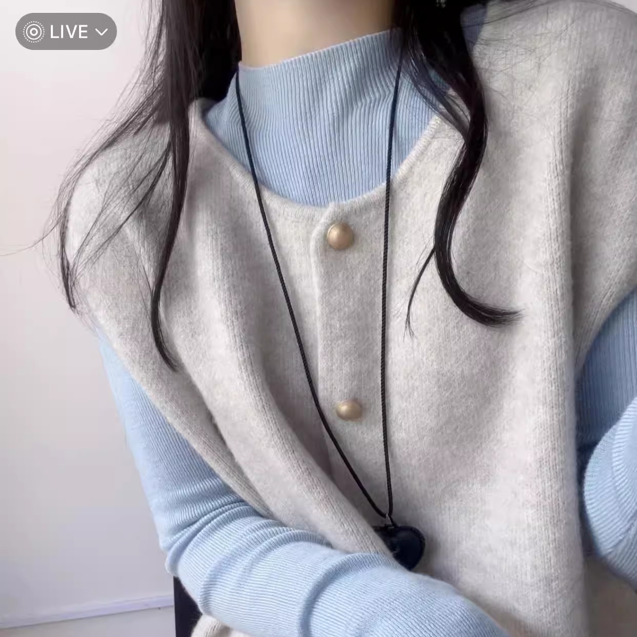 韩系温柔风软糯半高领针织打底衫叠穿坎肩马甲背心两件套ins秋季