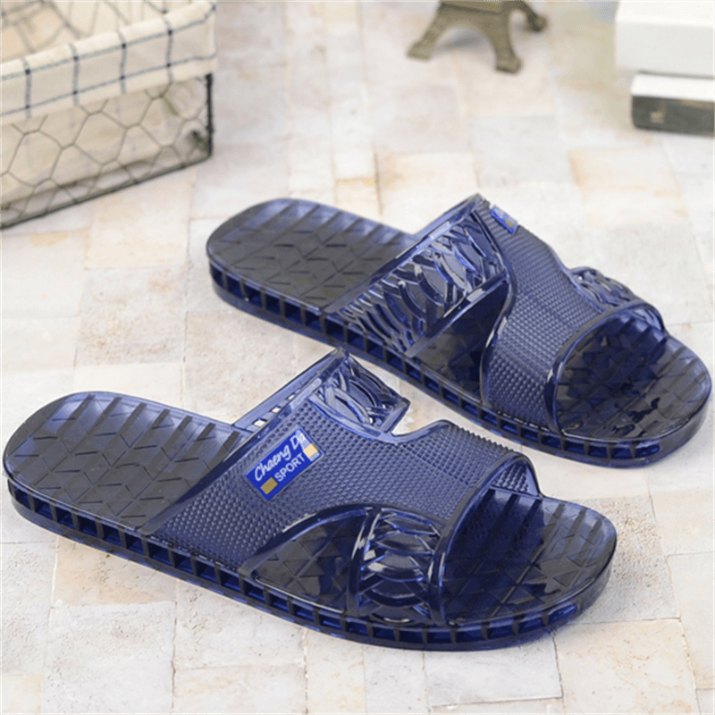 牛筋拖鞋男不臭脚防滑塑料塑胶水晶浴室洗澡家居耐磨防臭软底牛津