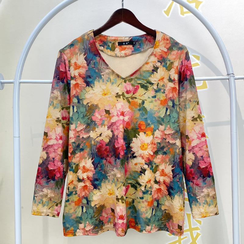 5481大码上衣2025秋季新款时尚妈妈T恤长袖洋气中老年百搭打底衫