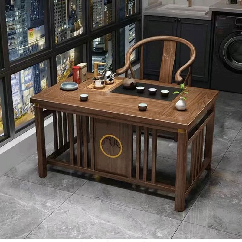 新中式实木办公室家用小户型功夫茶几高级泡茶台阳台喝茶桌椅组合