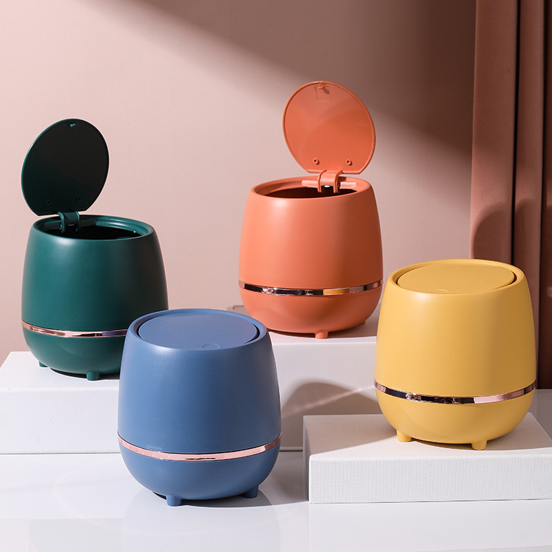 简约桌面垃圾桶家用高颜值办公桌床头茶几纸篓客厅餐桌迷你收纳桶