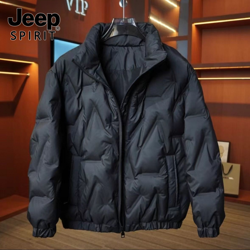 JEEPSPIRIT吉普秋冬季羽绒服男款高端白鸭绒保暖外套夹克短款大码