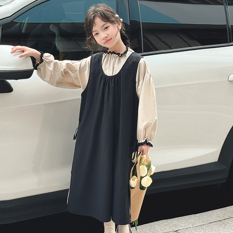 女童连衣裙秋季2024新款儿童洋气秋装中大童薄款长袖森系两件套裙